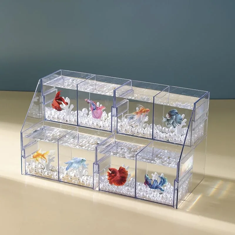 Ornamental Fish Special Fighting Fish Tank Transparent Goldfish Tank Small Fish Feeding Box Plastic Imitation Glass Aquariums