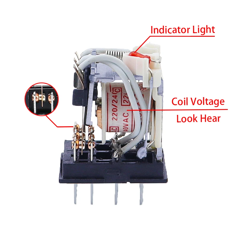 MY3NJ Electromagnetic Coil General DPDT Power Relay DPDT 11Pins HH53P AC12V AC24V AC220V Miniature Relay & PYF11A Base VaneAims