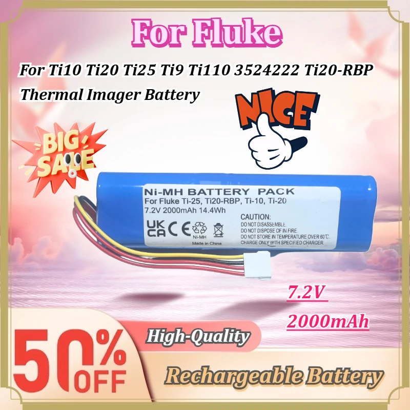 For Fluke Ti10 Ti20 Ti25 Ti9 Ti110 3524222 Ti20‑RBP 7.2V 2000mAh Ni‑MH Rechargeable Battery Pack Thermal Imager Battery
