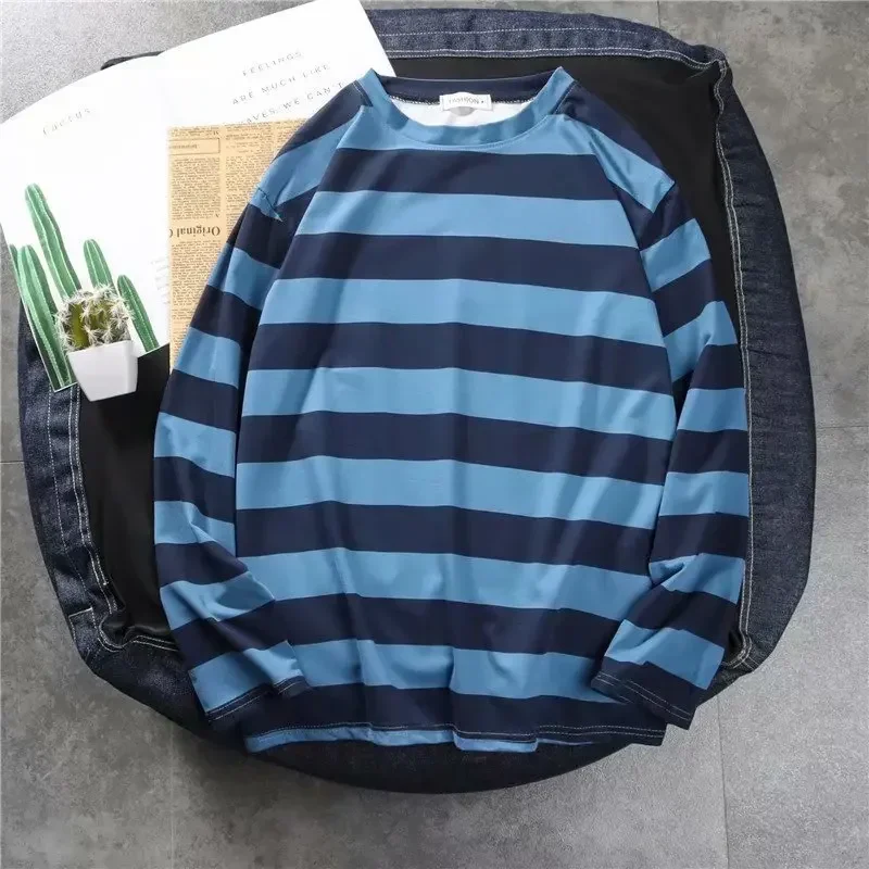 New men's fashionable casual horizontal striped nightmare long sleeved olive and red striped shirt Freddy Krueger loose clothing image 5