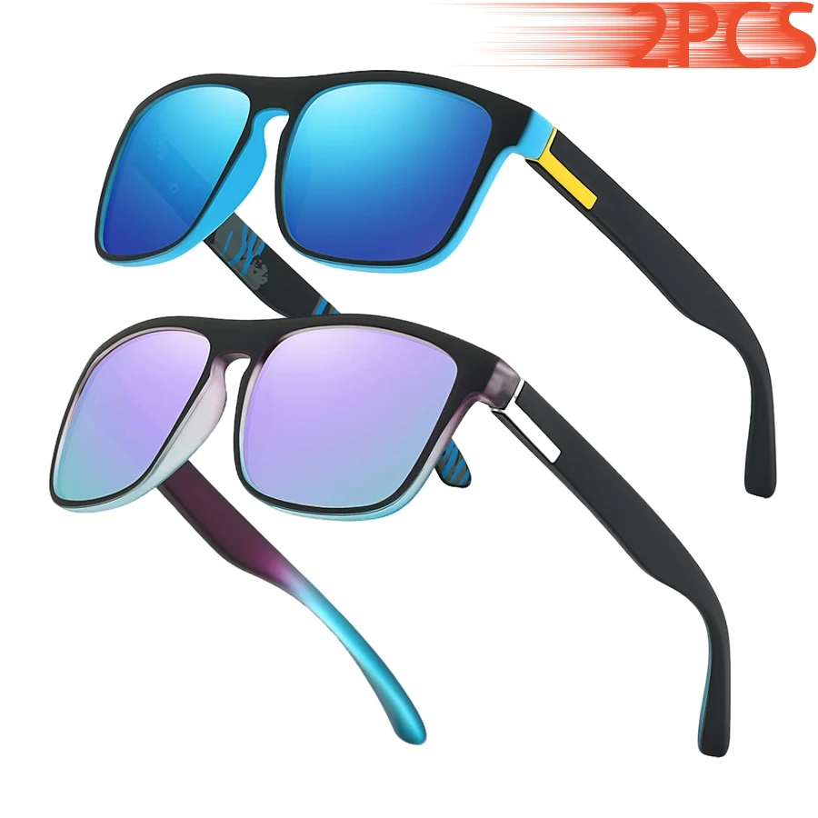 2PCS New Model Vintage Classic Sunglasses Neutral Casual Driving Fishing Colorful Stripe Design Fashion Brand Designer Eyewear