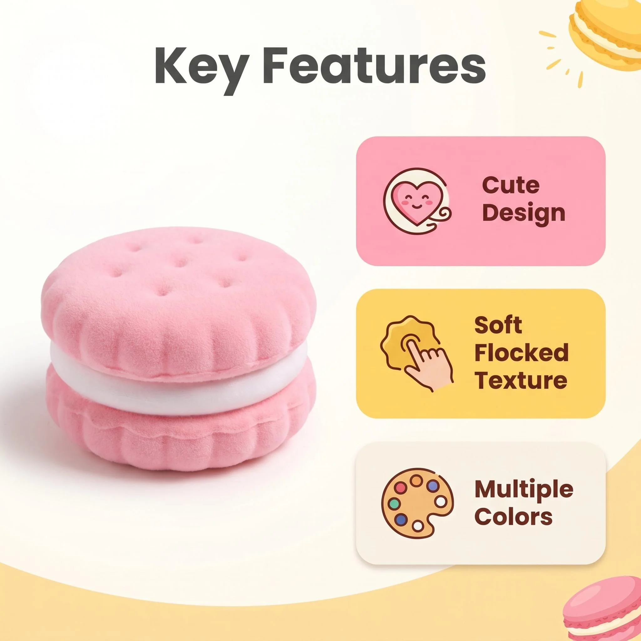 Sandwich Cookie Squishy Toy Macaron Color Slow Rising Fidget Toy Stress Relief ASMR Decompression Anti Anxiety Desktop Prank