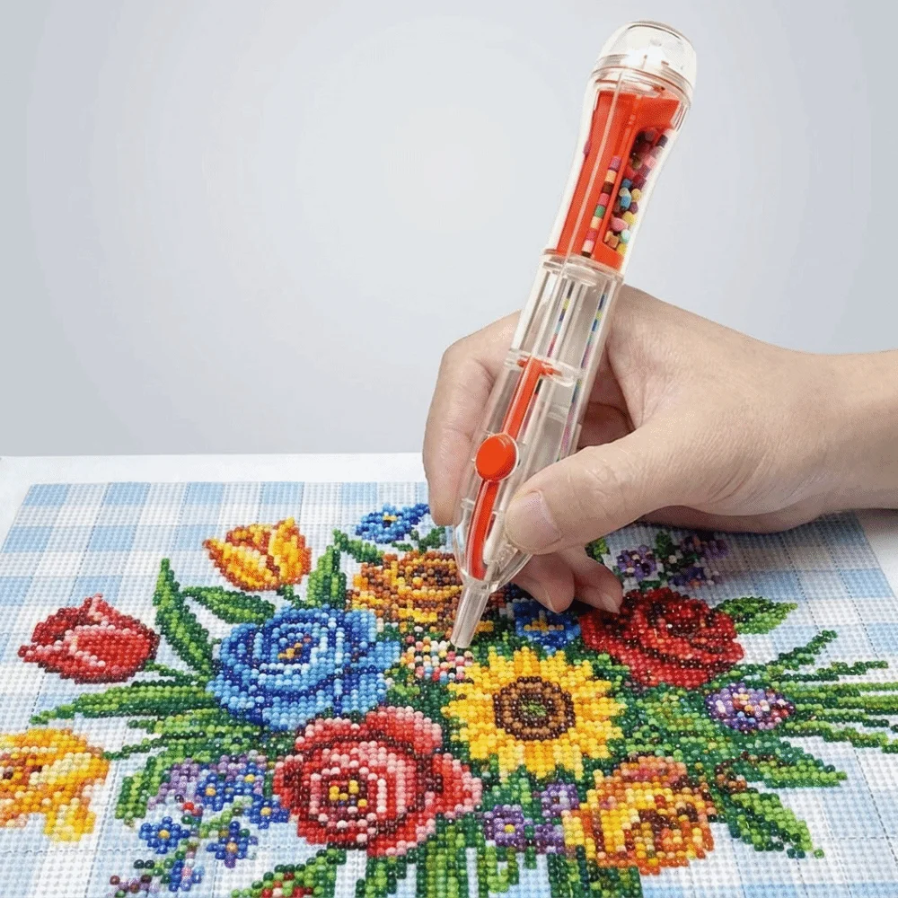 Ergonomic Grip Automatic Fuse Bead Pen Transparent Body Precision Perler Bead Dispenser Efficient Saves Time