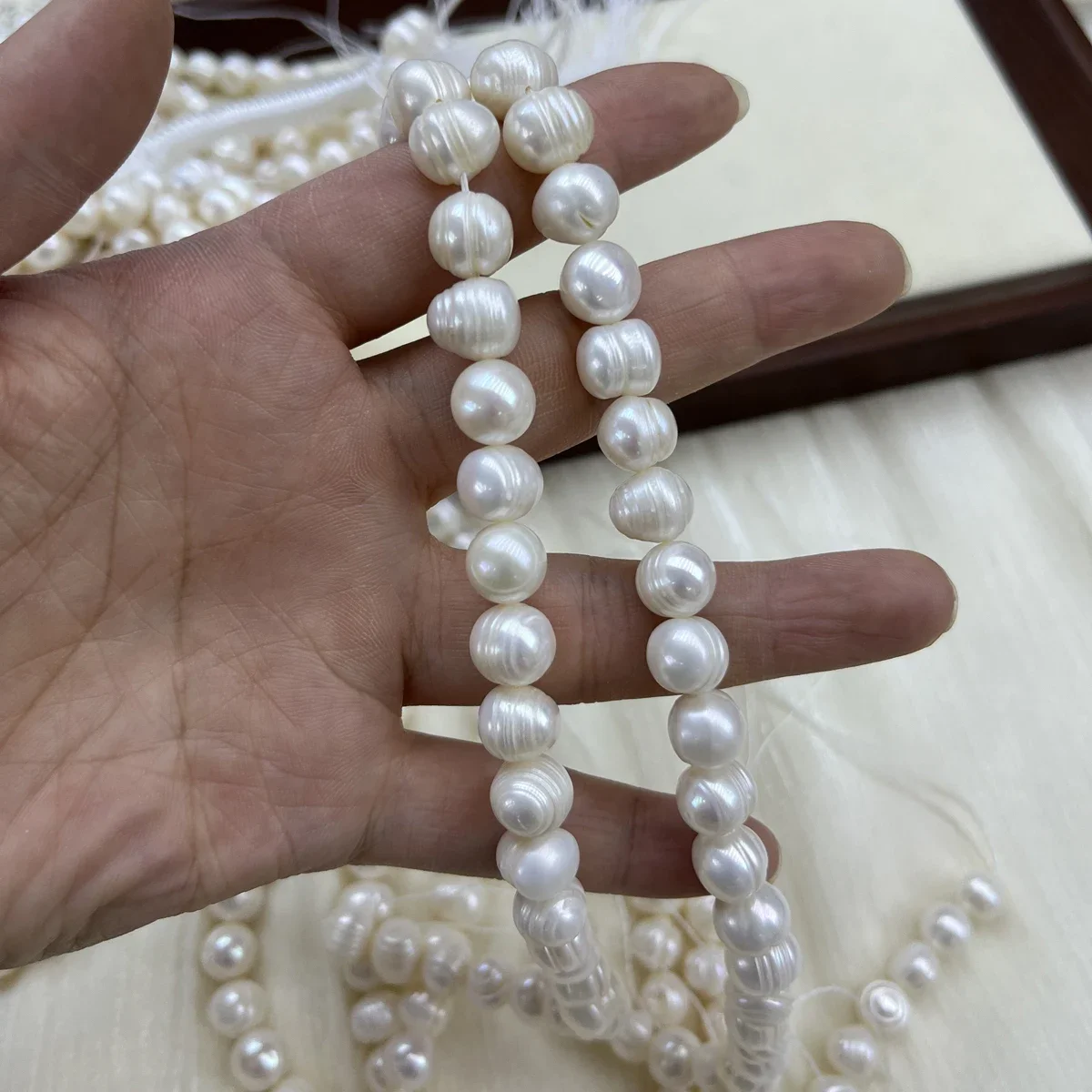 

Irregular Pearl Necklace AAA11-12mm Natural South Sea Pearl Necklace 925s-18in