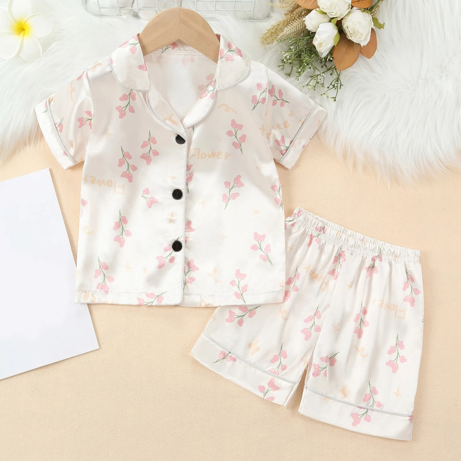 

18M,24M,2T,3T,4T,5T,6T Toddler Kids Clothes Sets Boys And Girls Baby Suit Pajamas Suits Foral Printed Summer Short Sleeved Suits