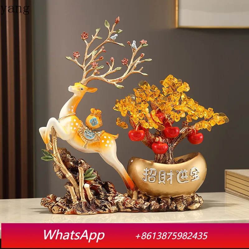 

CX Lucky Deer Ornament Fortune Tree Shake Money Persimmon Ruyi Living Room Entrance Housewarming New Home Gifts