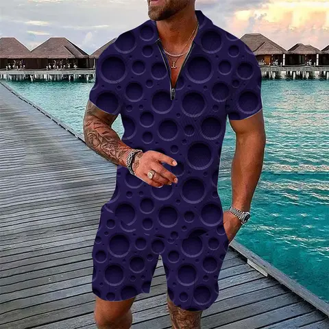 Herrskjorta Kavaj Cool 3D-utskrift Psykedelisk färg Ögonmönster Kostym Sommar Mode Golf Sportset Pikétröja Set 10 best sales polotröja - №7