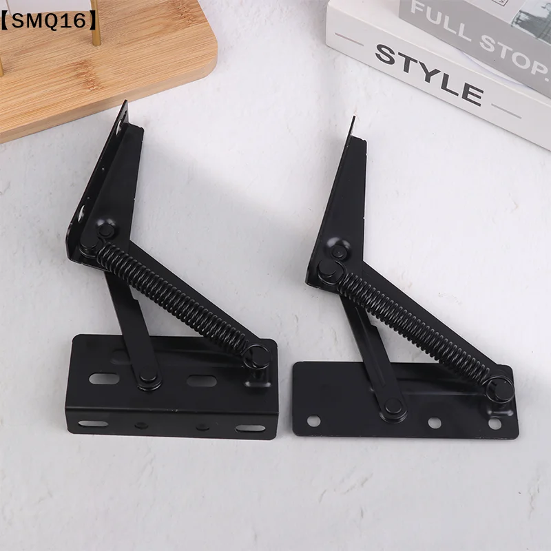 2Pcs/Pair Steel Spring Hinge 80 Degree Foldable Lifting Bracket Cabinets Sofa Hinge Lifter Furniture Storage Support Hinges【SMQ】