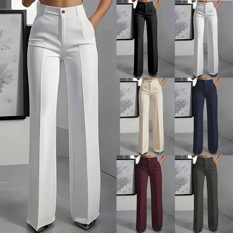Women's New High Waisted Straight Tube Minimalist Suit Pants for Women 2026 spring new
