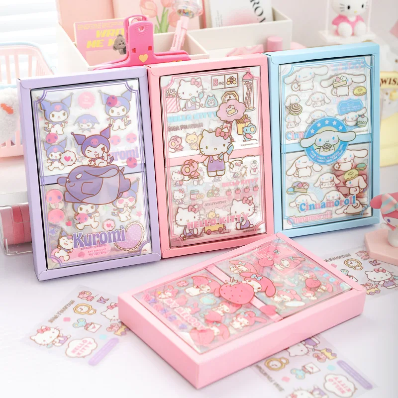 Kawaii Sanrio Diary Material Sticker Cartoon My Melody Pochacco Phone Case Trunk Decoration Sticker Gift Box Set Christmas Gift