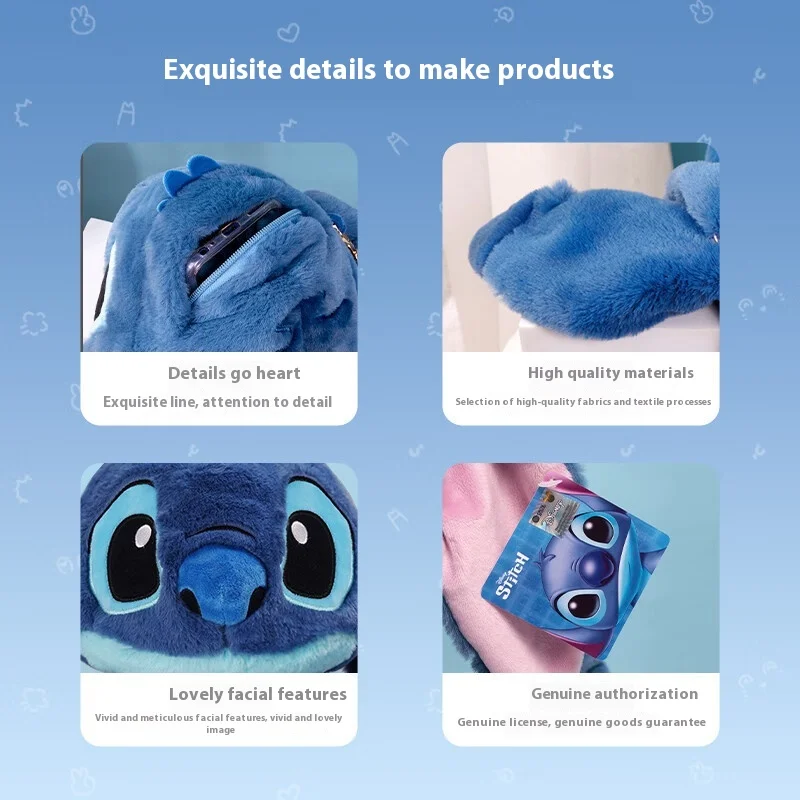 Disney Lilo & Stitch Stitch Plush Backpack - กระเป๋านักเรียนอะนิเมะน่ารักของขวัญ Kawaii สําหรับสาววันเกิดคริสต์มาส