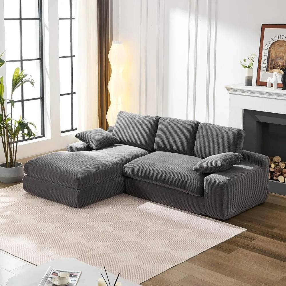 

98.4" Cloud Modular Sectional Couch with Chaise,L-Shaped Modern Upholstered Sofa with Deep Seat,Corduroy Sectional Couches for L