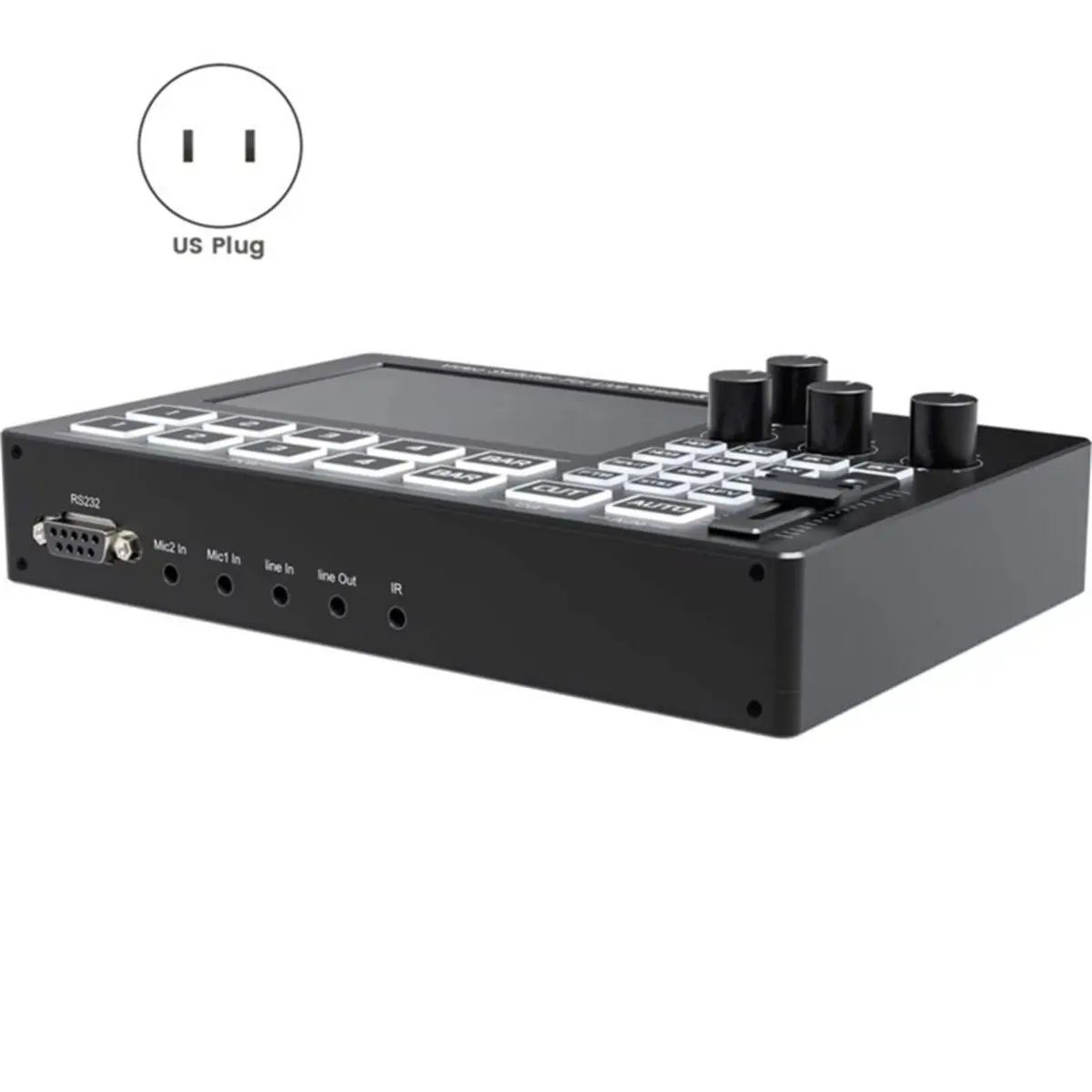 

TCE 1080P 4 Channel -Compatible Live Video Switcher with 5 Inch Screen Mic Line in Audio Mixing US