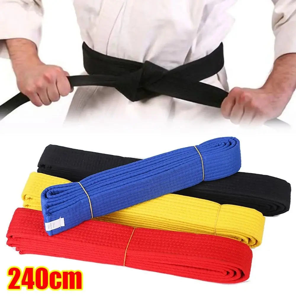 1Pcs TKD Aikido Uniform Taekwondo Belt Polyester Cotton Easy Fasten Judo Karate Ranking Waistband 240cm Colored