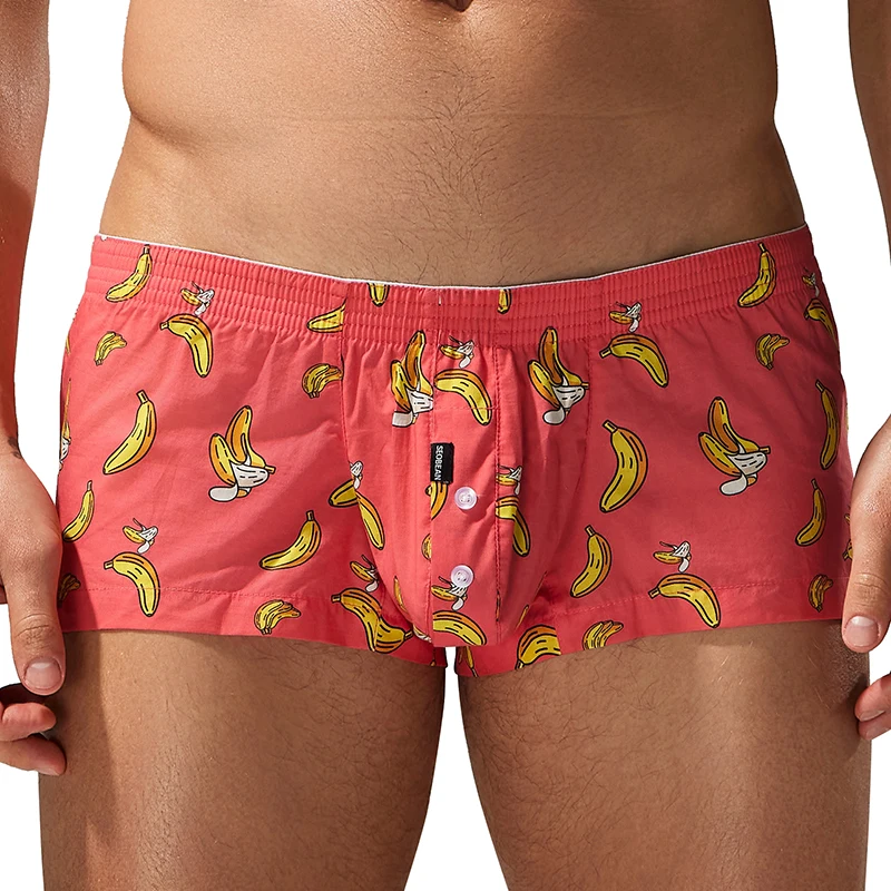 جديد SEOBEAN الرجال القطن رياضية U حقيبة عارضة جذوع بيجامة السراويل - مريحة للتنفس الرجال ملابس خاصة