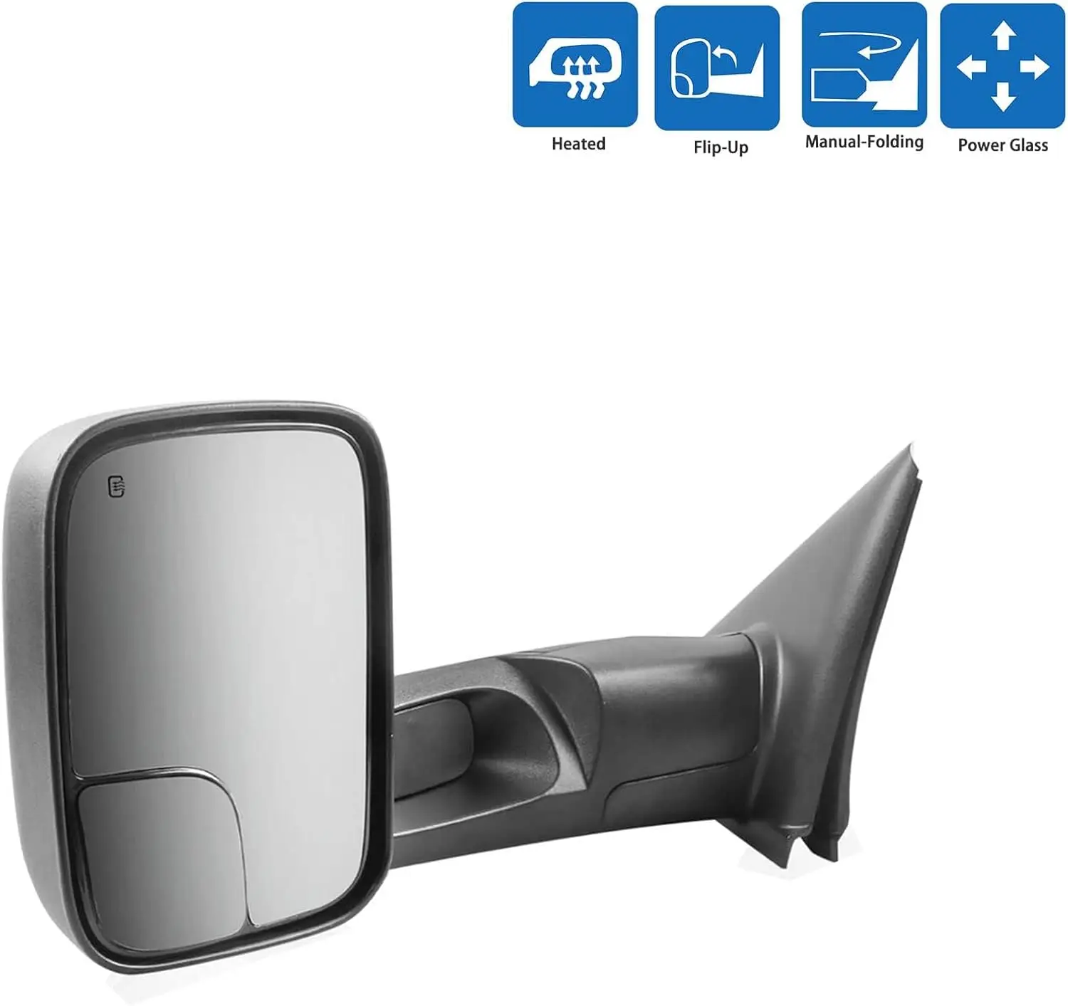 Towing Application, Not Specified Material, Power Heated Left Side View Mirror for 2003 - 2009 Dodge Ram 1500, 2500, 3500