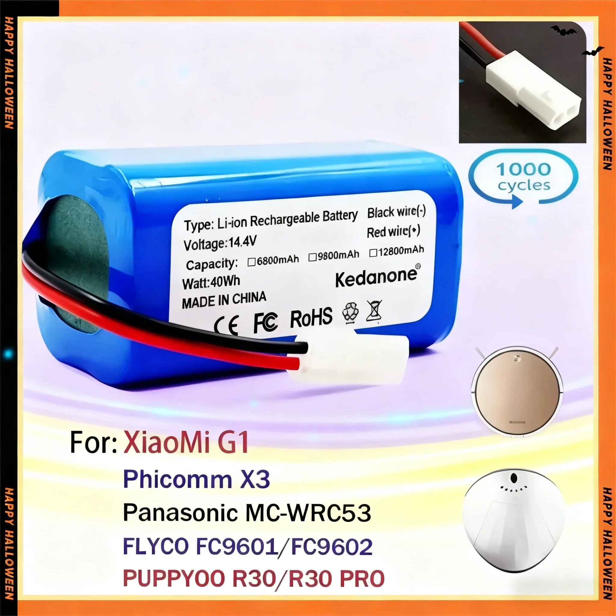 

Аккумуляторная батарея H18650CH-4S1P 14.8V 6800mAh Li-ion для робота-пылесоса XIAOMI MIJIA Mi Robot Vacuum Cleaner Essential G1 MJSTG1, SKV4136GL R30 R35