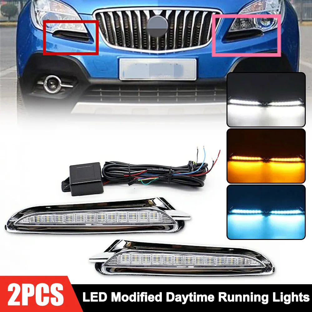 

3 Color LED Daytime Running Light Fog Lamp For Buick Encore Opel Mokka 2012-2015