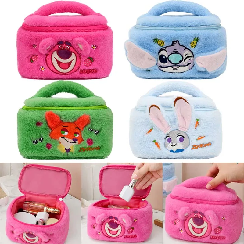 

Косметичка Disney Stitch в стиле аниме, большая вместительная портативная дорожная сумка для туалетных принадлежностей, плюшевые портативные сумки для хранения косметики, креативные подарки