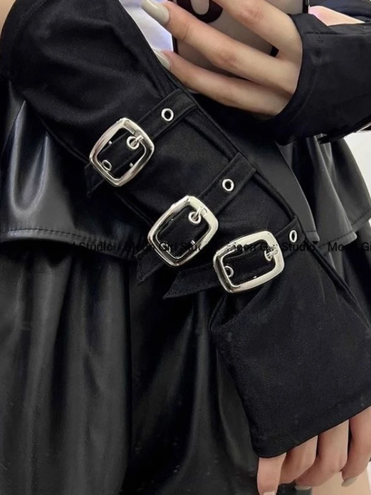 Y2K Gepersonaliseerde Gesp Punk Stijl Dames Vingerloze Handschoenen Luo Hip Hop Stijl Stage Performance Street Dance Mouwen - afbeelding 2