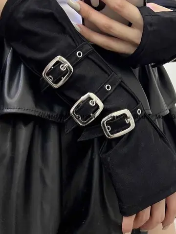 Y2K Personalized Buckle Punk Style Women's Fingerless Gloves Luo Hip Hop Style Stage Performance Street Dance Sleeves