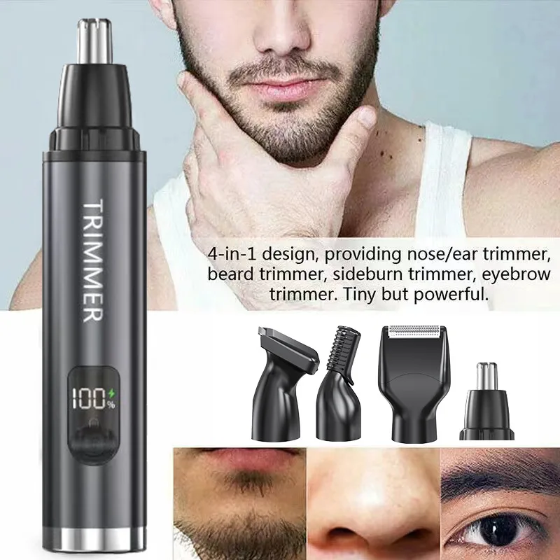 Electric Beard Trimer Rechargeable Nose Ear Hair Trimmer For Men Grooming Kit Electric Eyebrow Beard Trimer Nose&Ears Trimmer