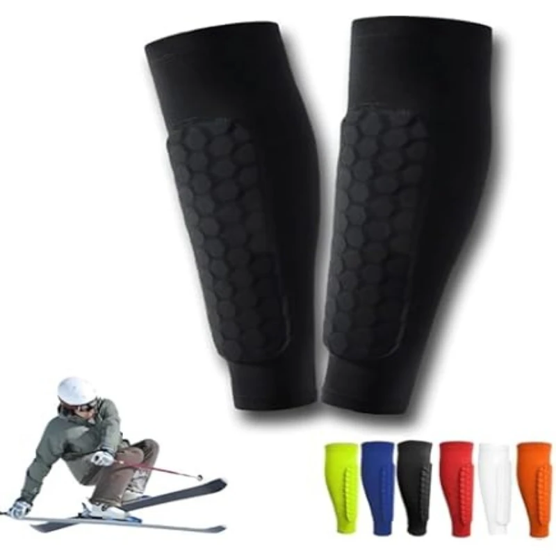 واقي ساق كرة القدم، أكمام واقية للساق، معدات كرة قدم واقية خفيفة الوزن مع أكمام مضغوطة ومنصات على شكل قرص العسل #1