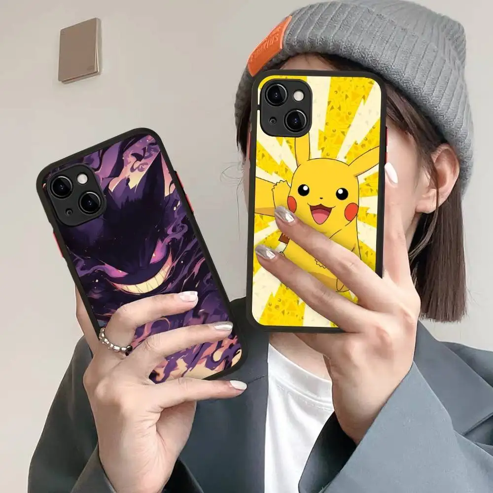 

1pc Popular Cartoon Anime P-PokemonS Phone Case For IPhone 14 11 12 13 Mini Pro Max 8 7 Plus XR XS MAX Translucent Matte Cover
