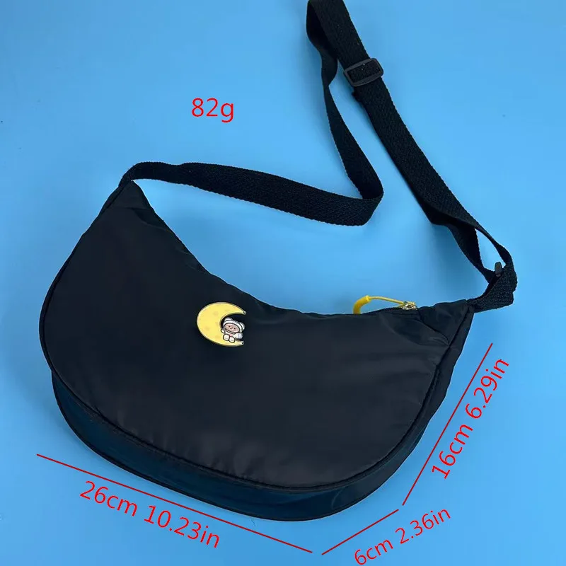 Nylon Single Shoulder Bag Solid Color Crossbody Bag for Women Teen Girls College , White-Collar , Office,Work ,Business, Travel