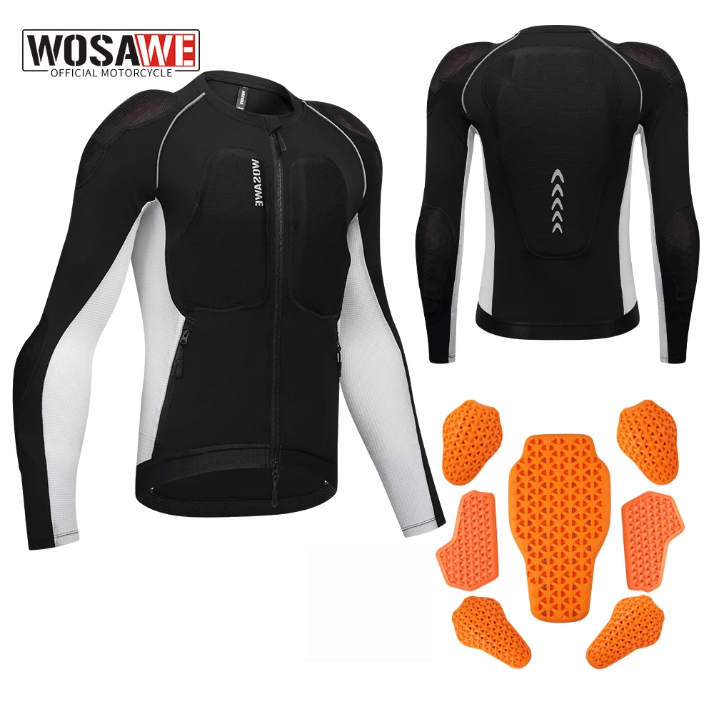 WOSAWE Men's Summer Motorcycle Jacket Lightweight Quick Dry Soft Biker Motocross Clothing with Back Shoulder Elbow Pads