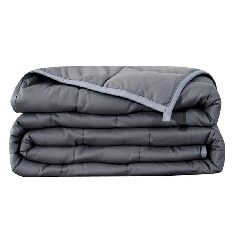 Gray Weighted Blanket 100% Cotton Breathable Gravity Beads Filled Quilted Throw for Adults Anxiety Relief Deep Sleep Bed Sofa