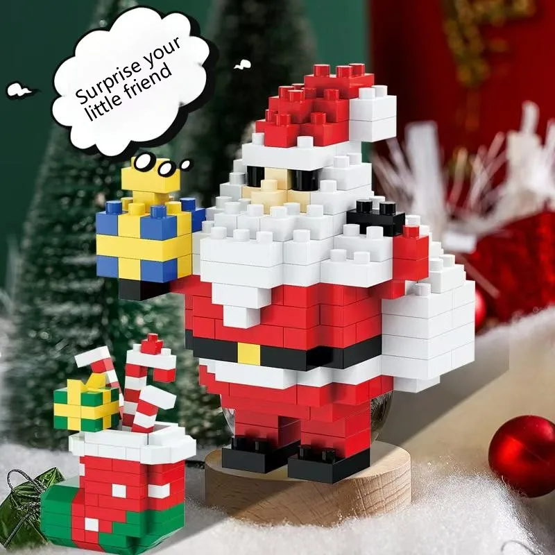 Christmas Gifts Micro Building Block Series Santa Claus Reindeer Puzzle Assembling Bricks Table Decoration Toys Children Kids