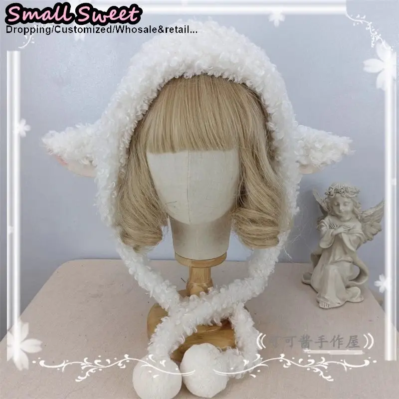 

Субкультура пушистая женская милая сохраняющая тепло овечьи уши готическая Лолита Y2K шапка-бини осень-зима милая остроконечная шапка Lei Feng шапки