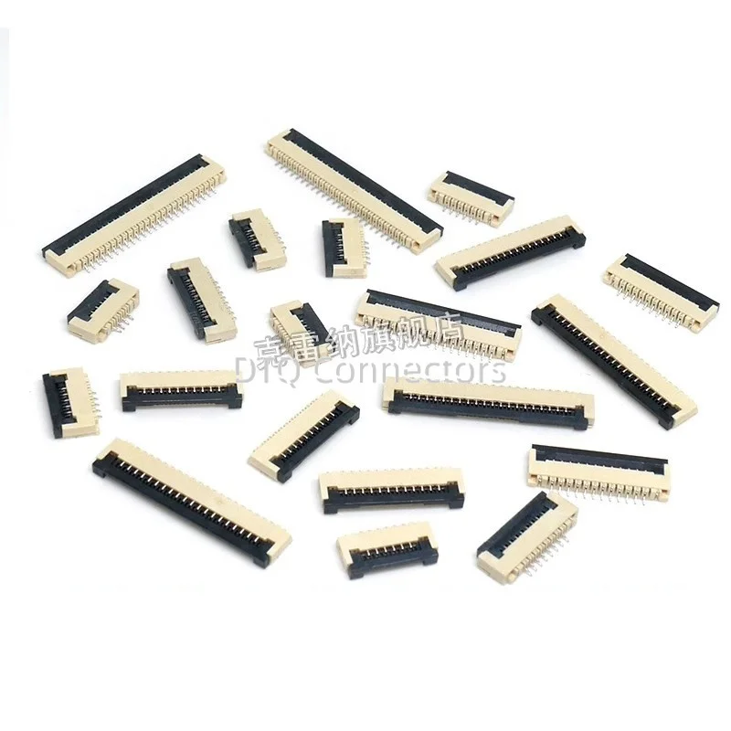 10PCS FPC FFC Flat Cable Connector 0.5mm/1.0mm Pitch Under Clamshell Socket 4P-34P for Electronic Components