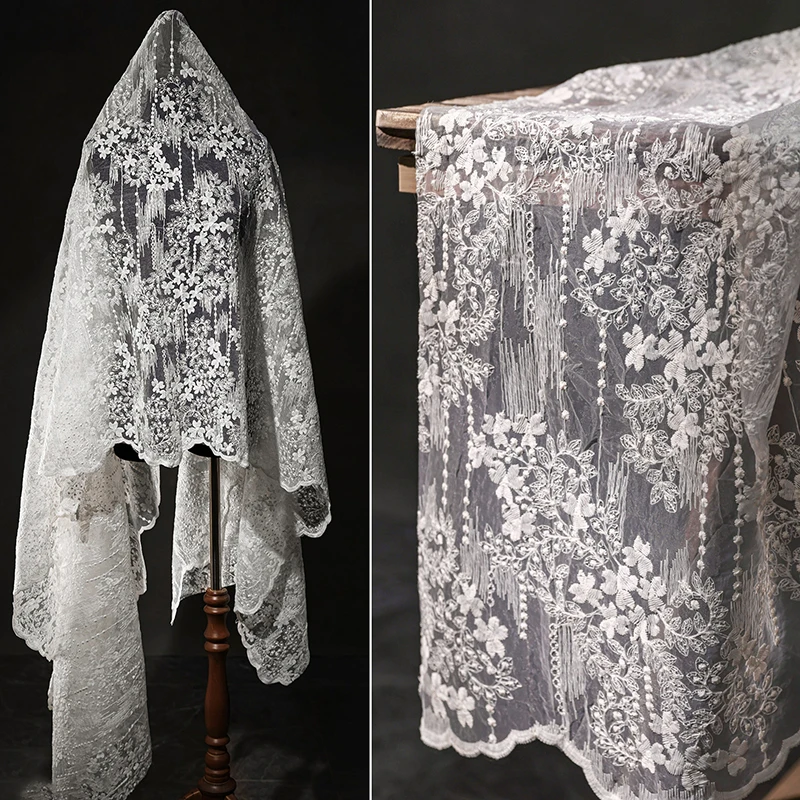 Lace Fabric for Sewing by the Meter DIY Embroidery Tablecloth Patchwork Quilting Vintage Veil Wedding Bridal Dresses Trim Fabric