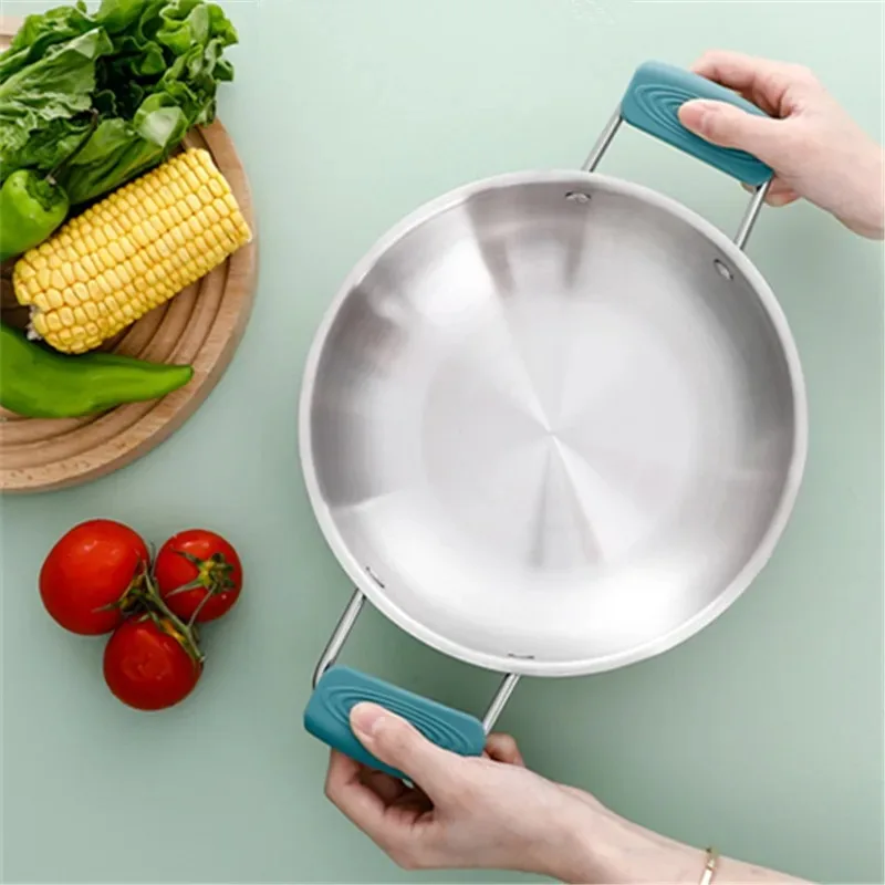 1Pair Silicone Handles Anti-Scalding Non-Slip SilicOne Pot Handle Cover Heat Insulation Handle Cover Kitchen Accessories