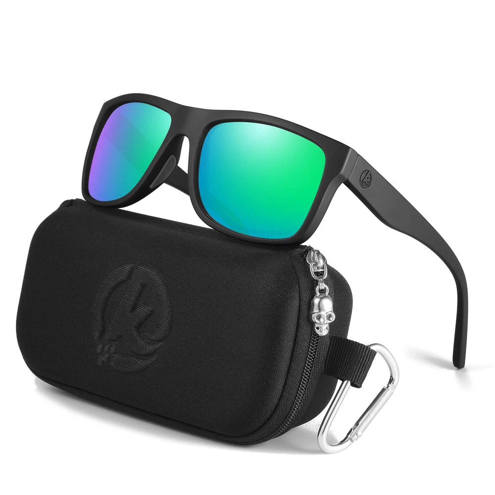 Kdeam polarisierte Sonnenbrille Männer Sport drei dimensionale Marke Logo tr90 quadratische Sonnenbrille ganz schwarz mit Reiß verschluss Fall kd0721 – Detail 24