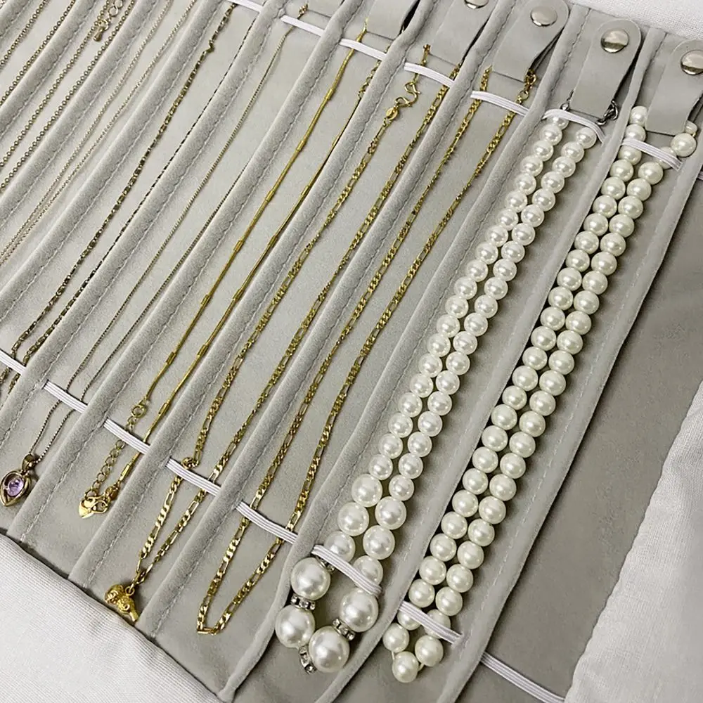 حقيبة لف مجوهرات للسفر من الجلد الصناعي ، ملحق تخزين مانع لللف ، شاشة قابلة للطي ، وردي ، أسود ، رمادي