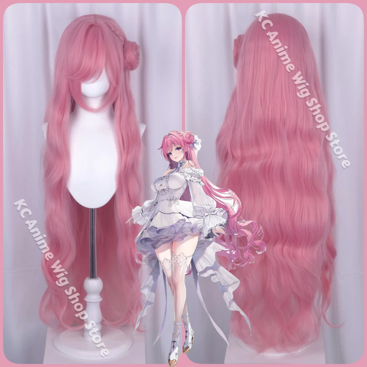 

Парик для косплея Nikke Dorothy, 100 см, розовые, вьющиеся парики для женщин, парик для косплея аниме, термостойкие синтетические волосы, Хэллоуин + шапочка для парика