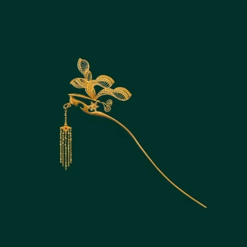 

Позолоченная медная заколка для волос Xiuhe, минималистичный шаг, украшение для волос для китайской свадьбы Ханфу, традиционная свадьба и повседневное использование