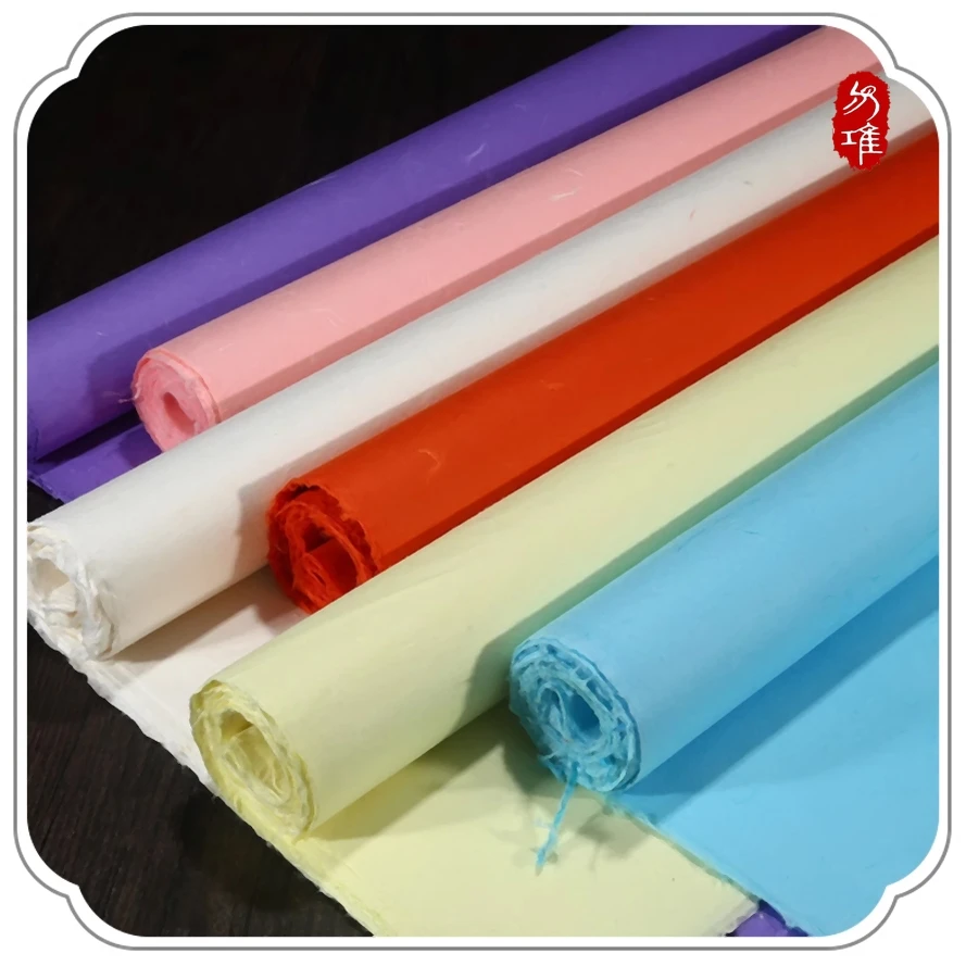 Handmade Mulberry Bark Xuan Paper Semi-Cooked, Colorful Traditional Calligraphy Painting Art Supplies, Vintage Artist Profession