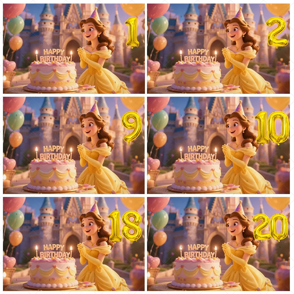 

Beauty And the Beast Background 1-27th Birthday Party Decorations Balloons Belle Princess Backdrop Supplies Photo Shoot Props