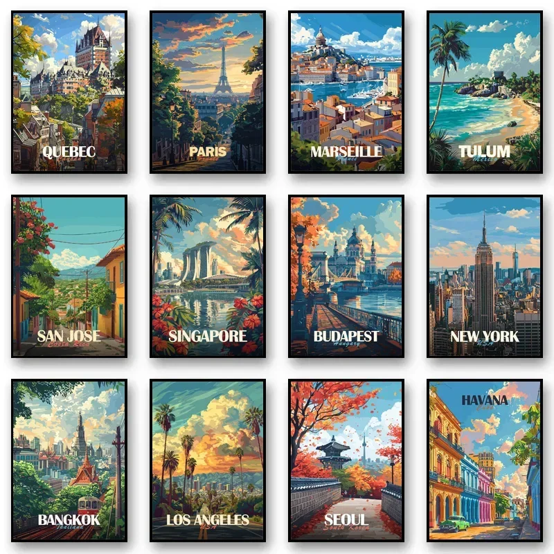 Modern Classics Famous Architectural Landscapes Around The World Poster Canvas Paint Print Art Picture Home Room Wall Decor G
