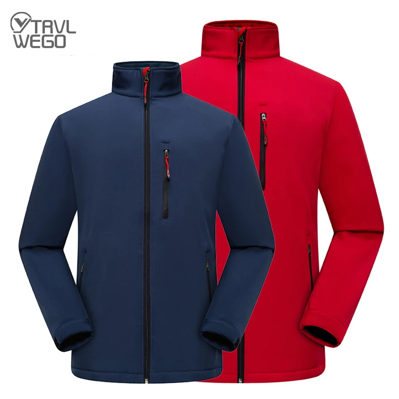 

TRVLWEGO Soft Shell Jacket Hiking for Men Waterproof Climbing Coat Warm Fleece Clothing Camping Trekking Outdoor Travel Winter