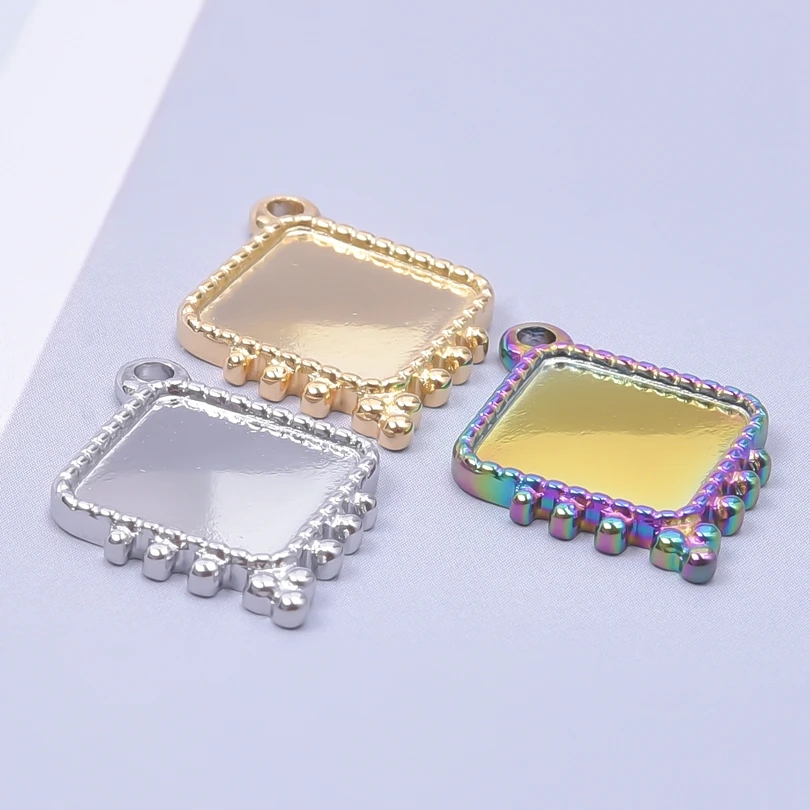 5 teile/los Edelstahl Runde Oval Herzförmige Tablett Anhänger Basis Einstellungen Charms DIY Schmuck Machen Liefert Halskette Ohrring – Detail 1