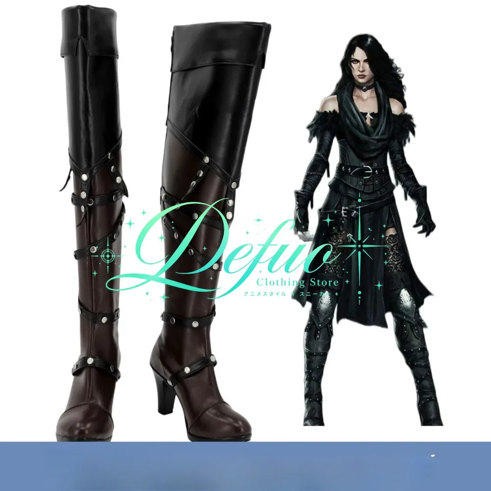 3: Wild Hunt Yennefer Costume Role-Play Custom Female Black Stilettos Halloween Festival Accessory