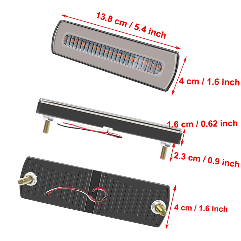 1Pc 40 Lamps Bi-Colour Light Guide Flashing Light ABS And LED Suitable for All Vehicles Direction Turning Brake Tail Lamp