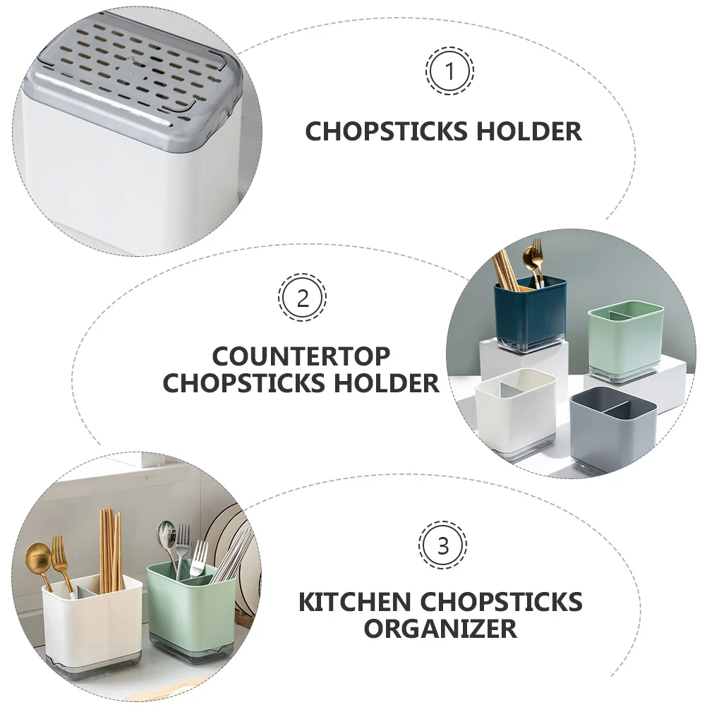 

1pc Plastic Chopsticks Holder Organizer Kitchen Countertop Storage Rack Dense Hole Drain Space Saving Desktop Cleaner Large
