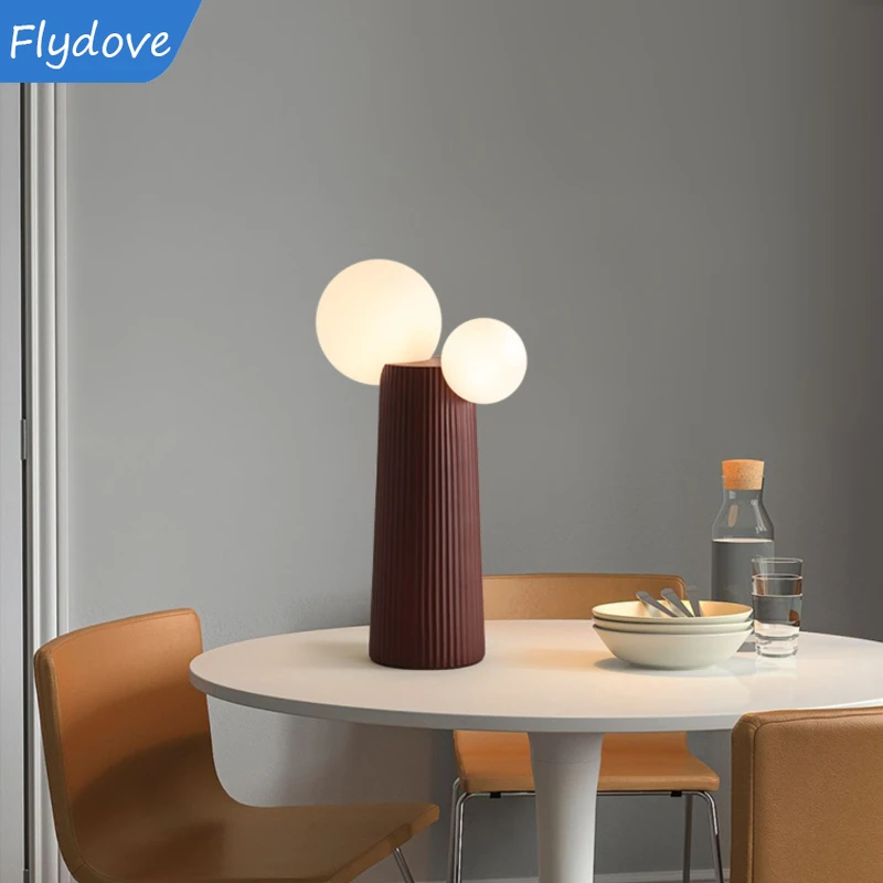 

Macron style Table Lamps for Bedroom Bedside Lamp Cactus Design Glass Ball Led Light Dining Table Lighting Living Room Decor