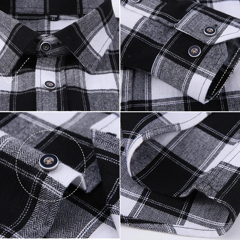 Oversize 11XL 10XL 9XL Plaid Flannel Shirts For Men Long Sleeve Cotton Fashion Casual Soft Standard-Fit Man Shirt Blouse Clothes